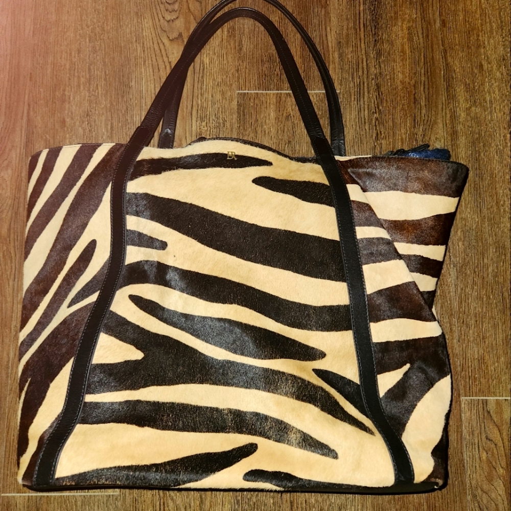 BANANA REPUBLIC zebra calf hair tote